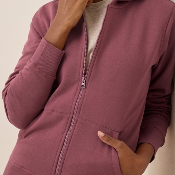 Pact Brushed Fleece Zip Hoodie Mauve Size Extra Small Organic Cotton - Picture 2 of 6